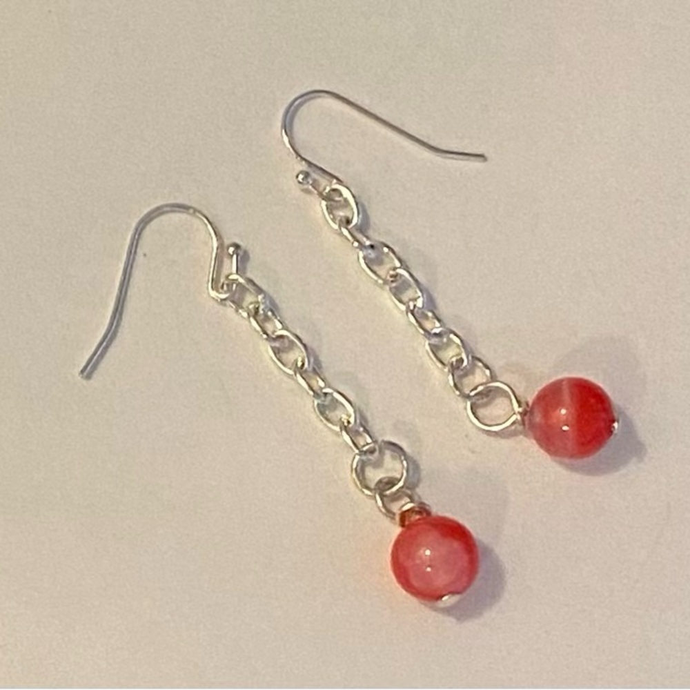 NEW Pink Jade crystal earrings